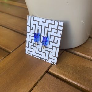 Blue Cube Bead Earrings
